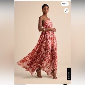 Lulus Dezzi Blush Multi Floral Halter Shift Maxi Dress